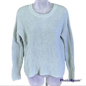 Lucky Brand Mint Green Chunky Knit Lace Up Sweater Size S